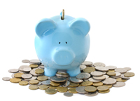 piggy bank blue pig money change saving savings strategies