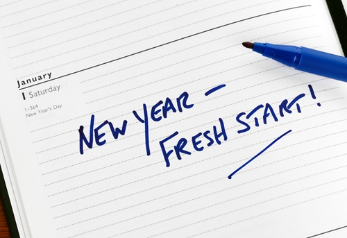 paper with text that says new year, fresh start
