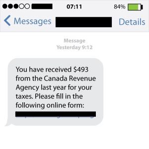 sample text message cra scam